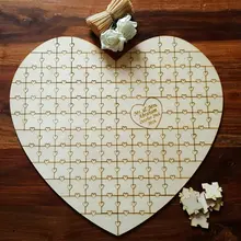 Пользовательские деревенские головоломки в форме сердца Свадебный день книги для гостей альтернатива сердца деревянные гостевые книги прием вечерние сувениры