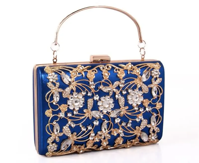 Luxy Moon Evening Clutches for Weddings Blue Front View