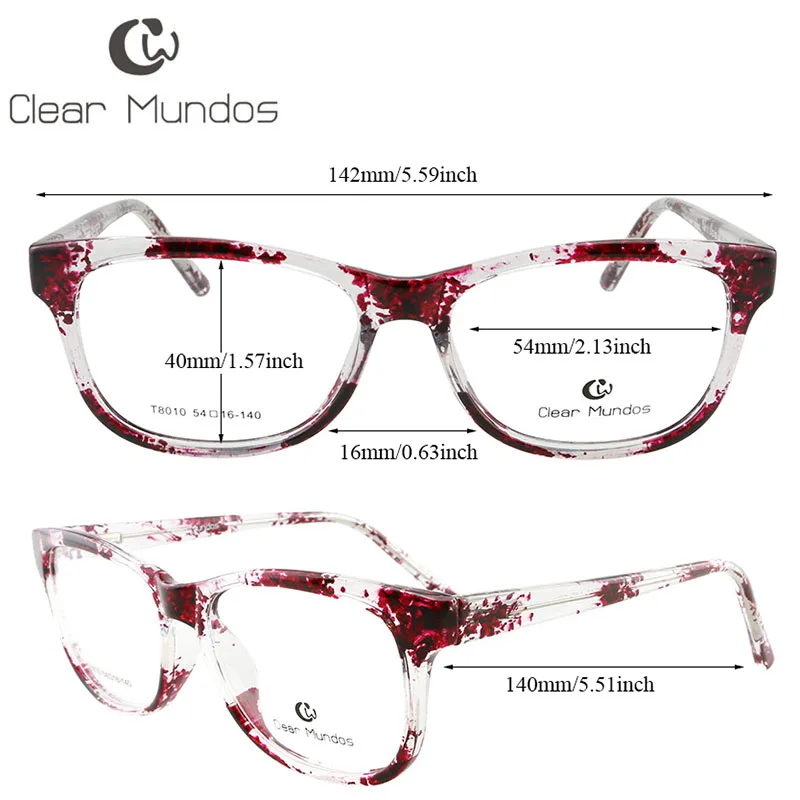 CLEAR MUNDOS Man and Women Fashionable Glasses TR90 Oval Designer Glasses Frames Transparent lens  Eyeglasses for T8010