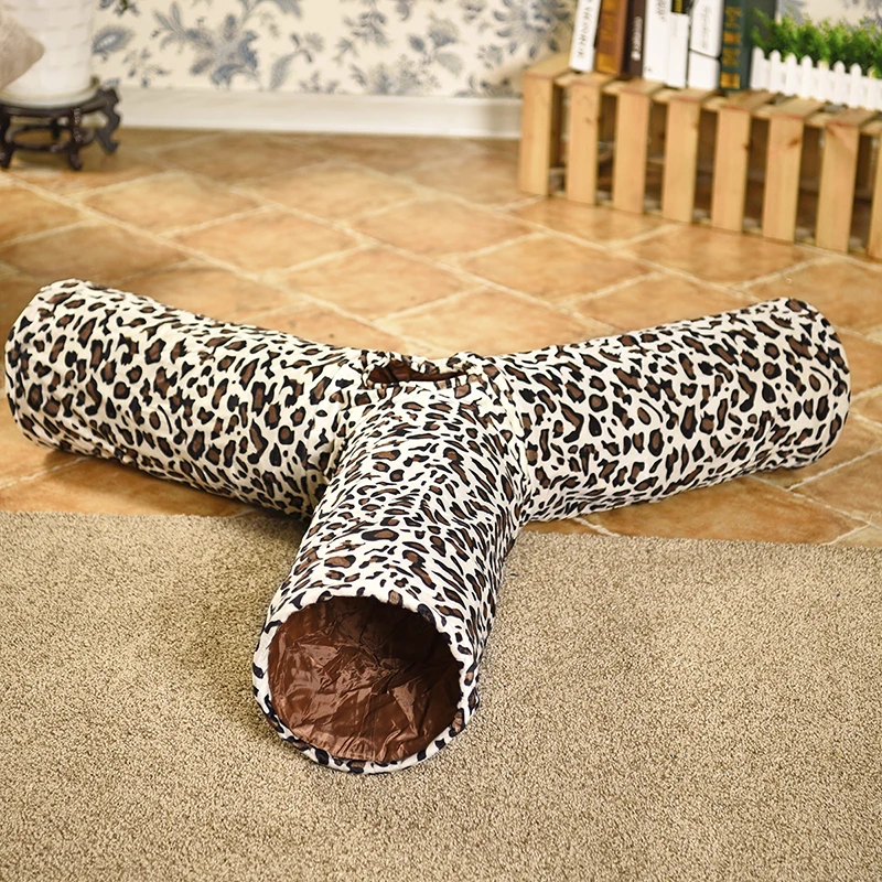 Кошка кролик Leopard 3 способа весело играть Tunnel Crinkle котенок складной массового кошка складной Игрушечные лошадки долго играть туннель