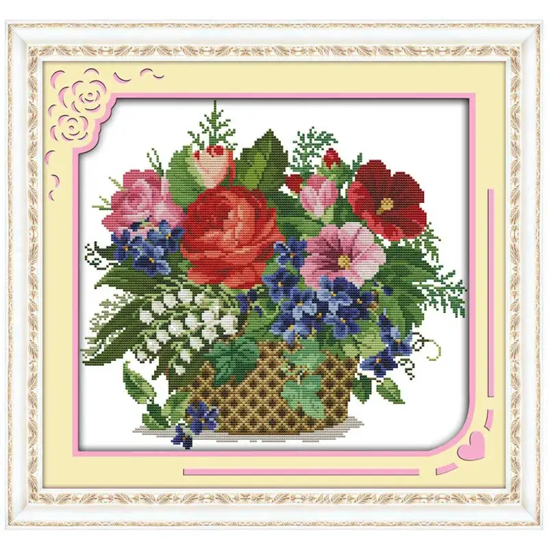 Цветущий цветок в корзине Счетный крест 11 14CT Набор для вышивания крестиком Набор для вышивания крестиком Набор для вышивания рукоделие