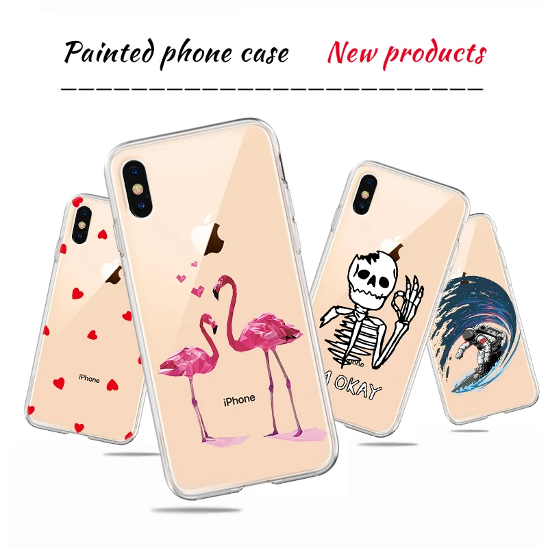 

Flamingo Phone Cases For iPhone 8 7 Plus 6 6s X 5 5S SE XS MAX XR Cute Mini Heart Cover For iPhone 6 S PLUS Skeleton Case Coque