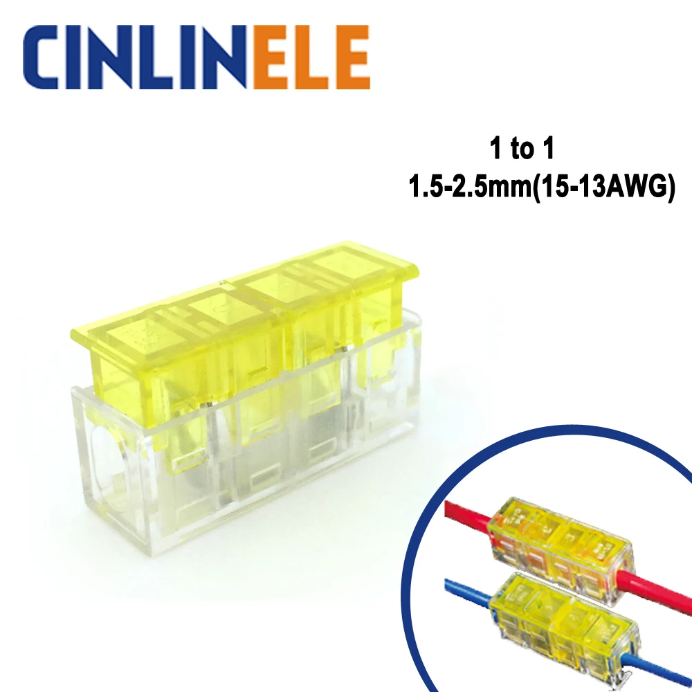 

10PSC Quick Splice Wire Connector LED strip 1to1 1.5-2.5mm(15-13AWG) Terminal Wago Junction box Arrangement of wire