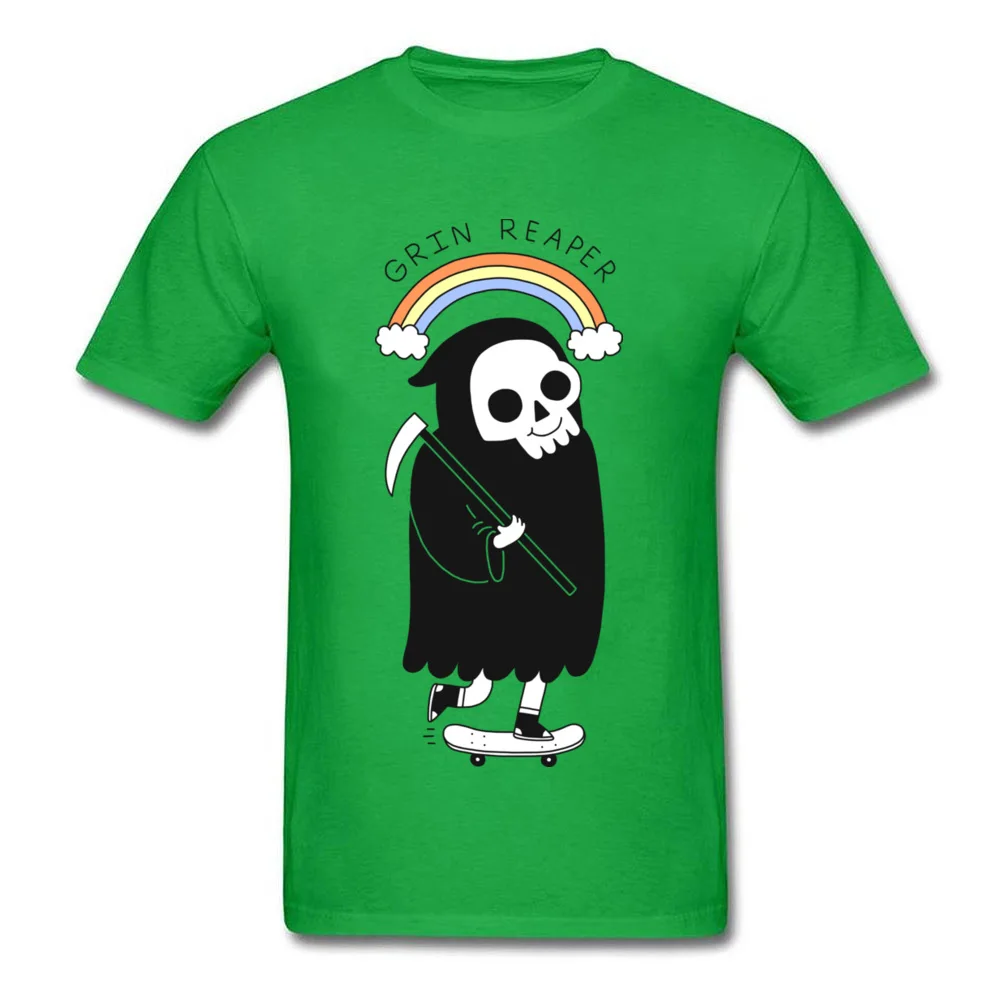Normal Top T-shirts Creative Round Collar Grin Reaper 100% Cotton Men's Tops Tees Customized Short Sleeve Sweatshirts Grin Reaper green