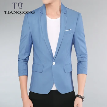 

TIAN QIONG Brand Mens Casual Blazers Autumn Spring Fashion Slim Fat Suit Jacket Men Blazer Masculino Clothing M~4XL