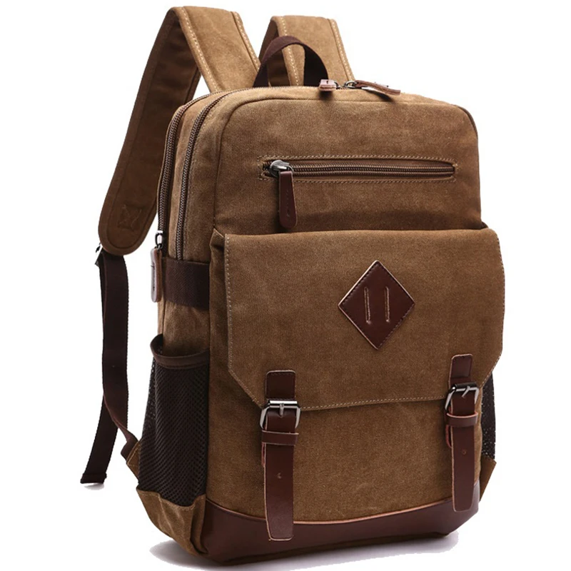 Casual Men Backpack Canvas College School Student Retro Rucksacks Male ...