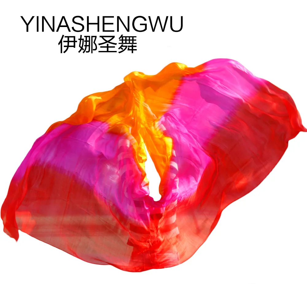 

Silk Belly Dance Veils Shawl Scarf Belly Dance Practice Performance Silk Veils Orange + Rose + Red