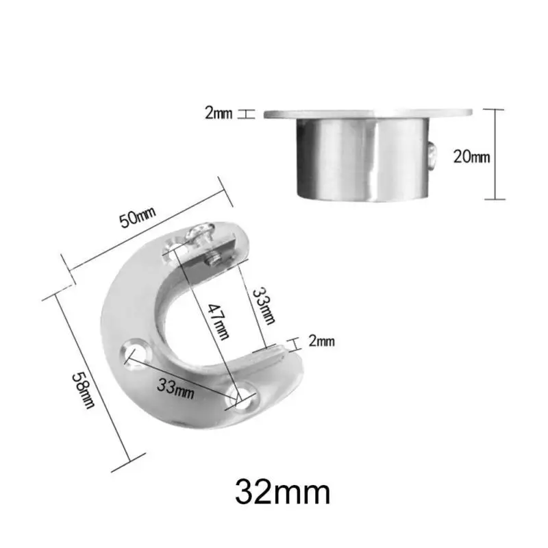 2 шт. u-образное стержень шкаф трубы Шторы шкаф подвесная вешалка для одежды с рельсовым стержнем конец Поддержка кронштейн 25/32 мм диаметр