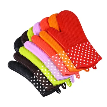

Silicone Heat Insulating Gloves for Microwave Oven Fashion Dotted Oven Mitts Pot Holder 200C Heat insulation Baking Glove 1Piece