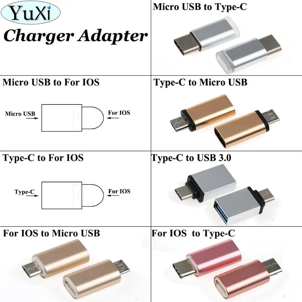 Юйси 2 шт./лот Тип C адаптер для Micro USB/для iphone/USB 3,0 Женский USB C OTG адаптер Поддержка синхронизации данных и зарядки конвертер