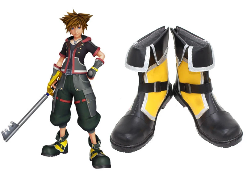 Kingdom Hearts Sora Yellow Cosplay Boots Shoes Custom Madein Shoes