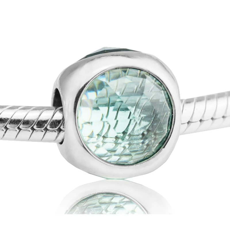 

Fits Pandora bracelet Original 925 Sterling Silver Icy Green Radiant Droplet Charm DIY jewelry 2017 srping New making