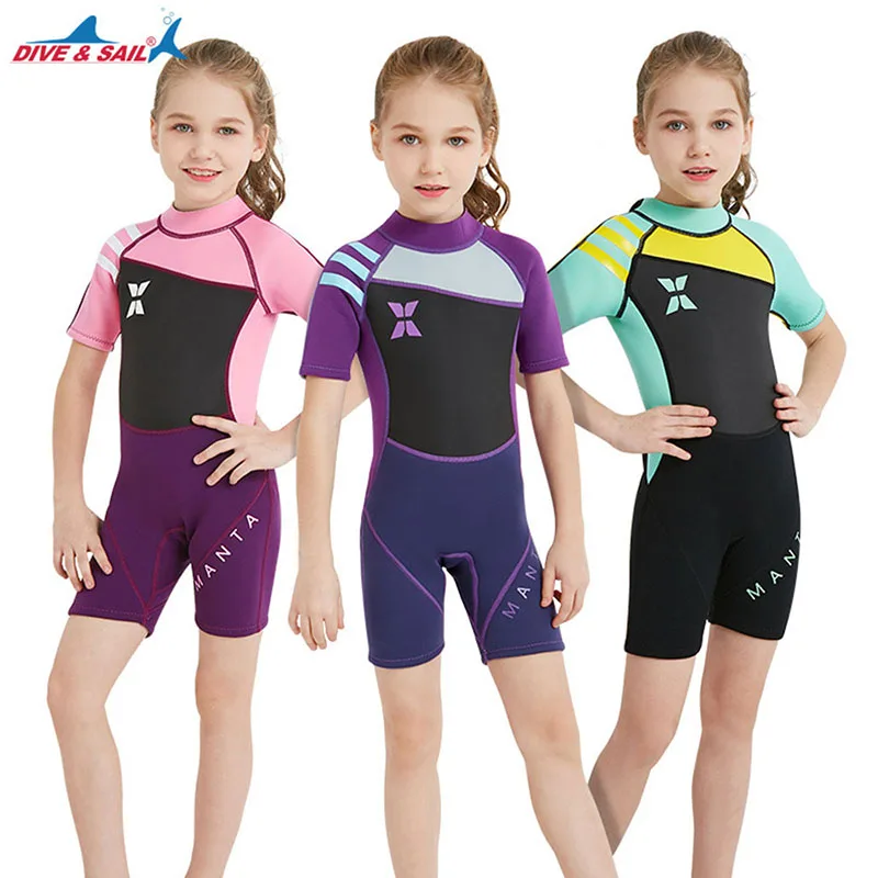 2.5mm Neoprene Wetsuit Short Sleeve Diving Suit Kid Children Jumpsuit