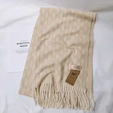 Новые роскошные брендовые зимние однотонные Женская мода кашемировый акриловый шарф платки больших размеров обертывания бандана Паш LL190712
