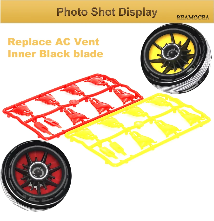 Reamocea 4PcsSet Red Yellow Car Air Condition AC Vent Outlet Blade Cover Trim For AUDI A3 S3 8V Pre-facelift 2014 2015 2016 (12)