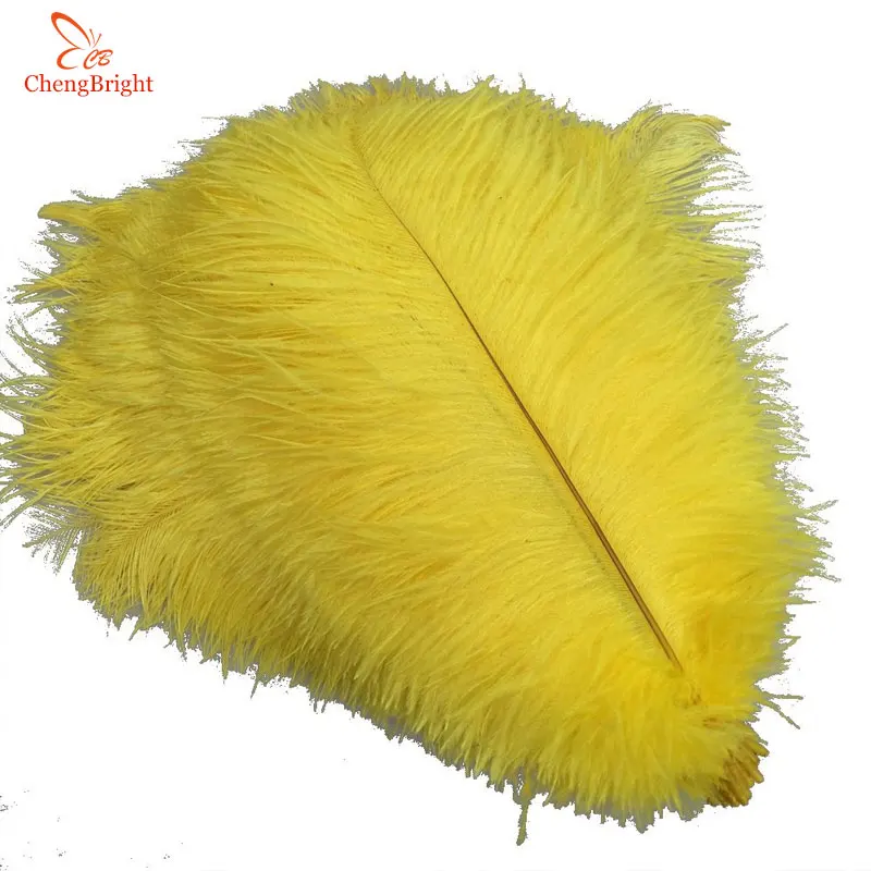 

ChengBright 10 Pcs/Lot Yellow Real Ostrich Feathers For Crafts 15-75CM Carnival Costumes Party Home Wedding Decorations Plumes