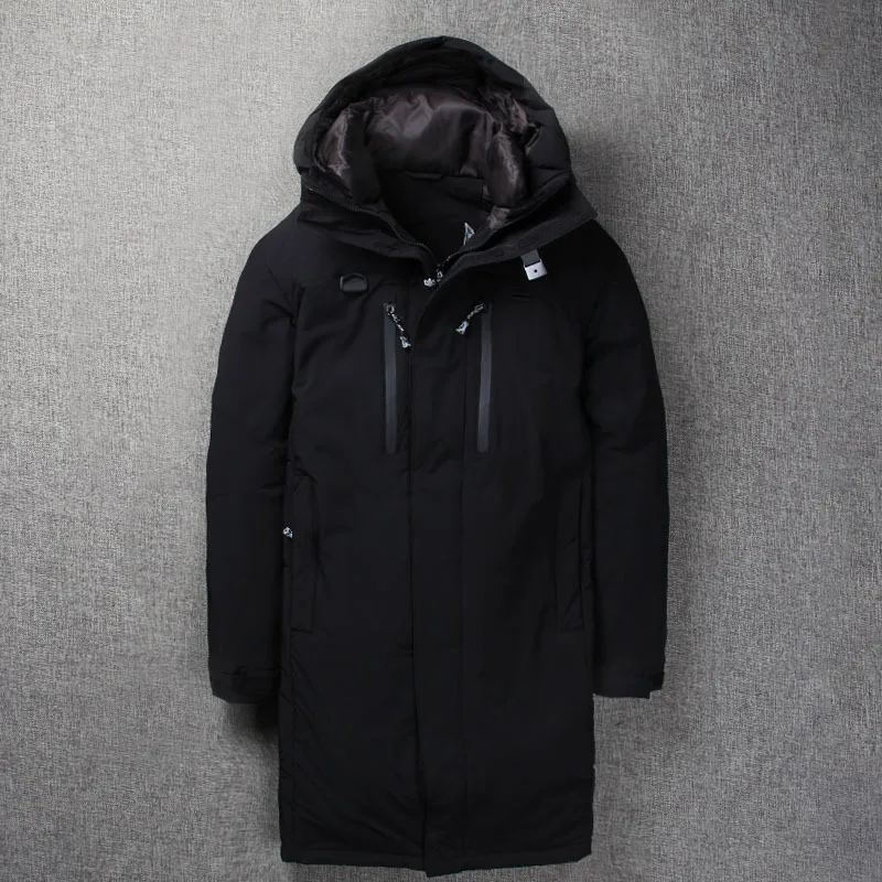 

2018 Winter Down Jacket Men Coat Hooded Long White Duck Down Parka Thickening Warm Outwear Wellensteyn Men Winter Jacket