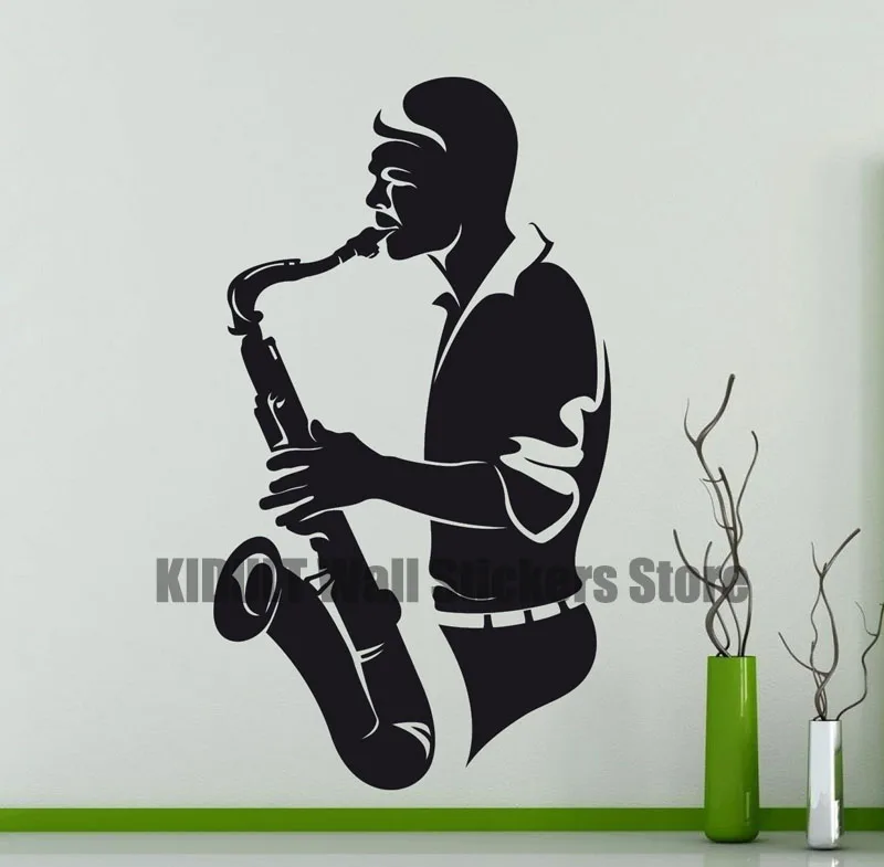 Modern Music Saxophone Character Vinyl Stickers Home Children'S
