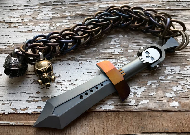 Cadeia de Titânio Liga de Titânio Pingente de Metal Acessórios ao ar Pure Hand-made Chaveiro Cadeia Decoração Faça Você Mesmo Livre Edc Bolso Ferramenta 1 pc 3 1 PC Pure Hand-made Cadeia de Titânio