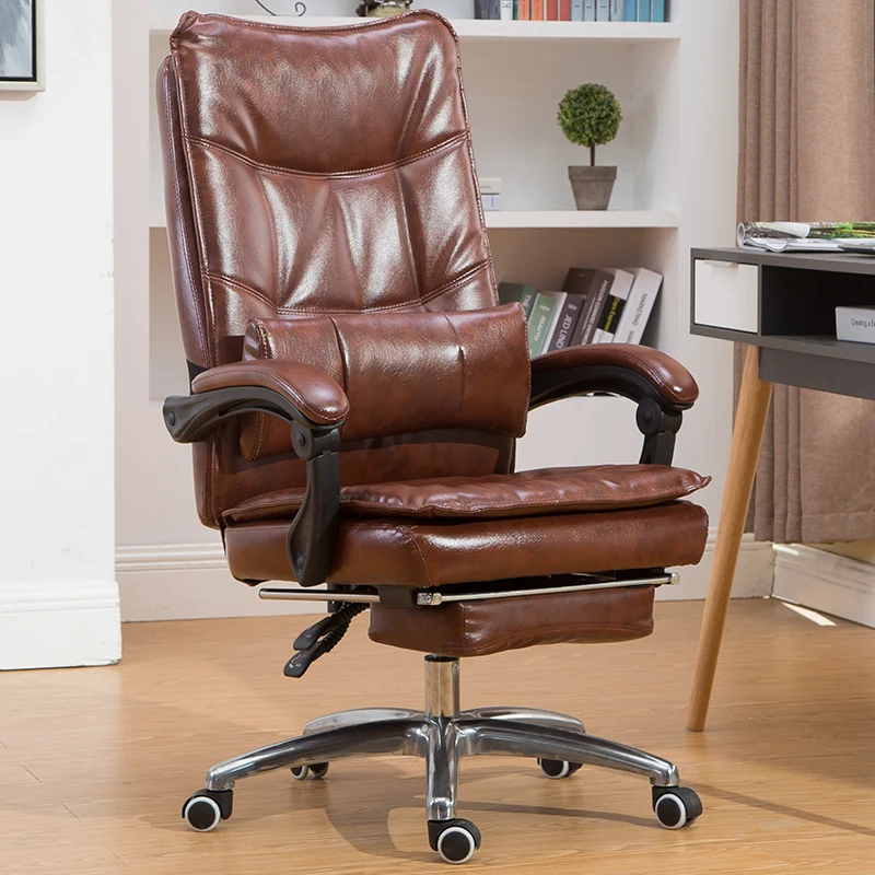 Genuine Leather Computer Boss Chair Home Synthetic Leather Office Chair Swivel Lifting Gaming Chair