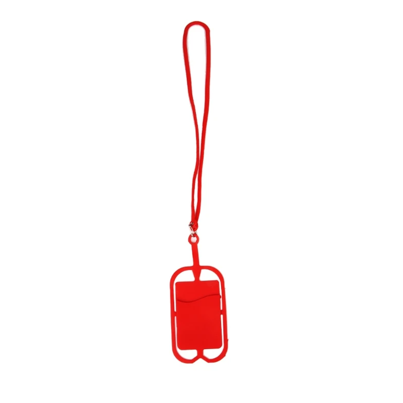 Съемный силиконовый шнурок для сотового телефона чехол держатель шейный ремешок с отделением для ID карты - Цвет: Красный / розовый