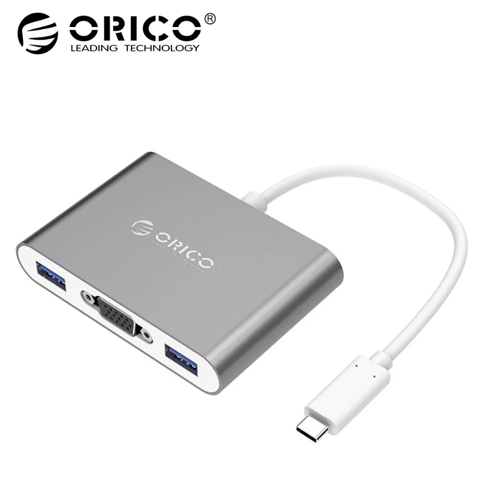 

ORICO RCV3A Aluminum HUB with Type-C to VGA/Type-C/Type-A Converter USB3.1 Gen1 5Gbps with 3 USB3.0 Ports for Mac/Windows/Linux