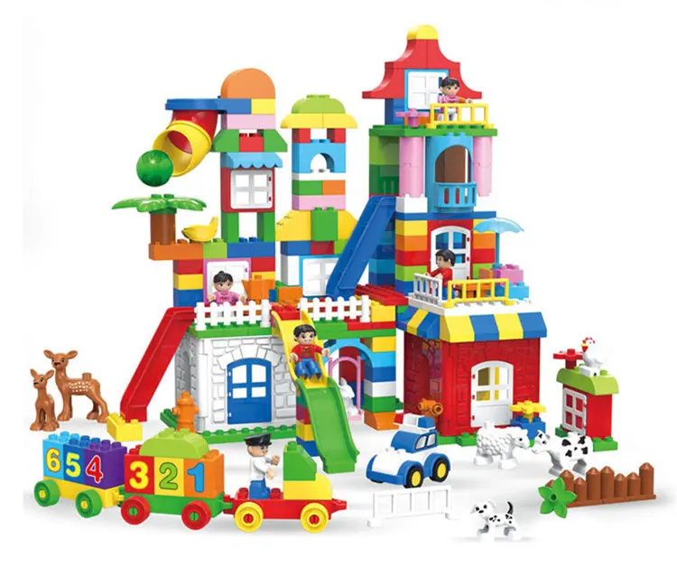 

[ Best ] DIY 255pcs Large size Amusement park castle animal + figures Building Blocks Educational assembly IQ toys with Legoed