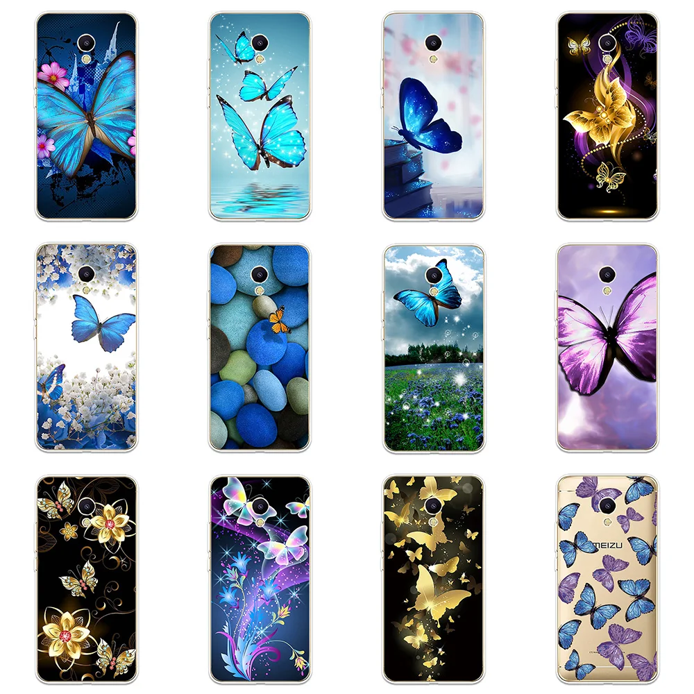 

Colorful Butterfly Patterned Silicone Phone Case Couqe Fundas For Meizu M3 M5 M6 NTOE M3S M5S M5C M6S M6T Shell Soft Cover Case