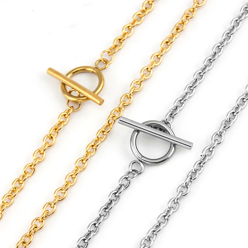 Stainless-steel-4mm-width-Rolo-O-gold-color-toggle-clasp-Chain