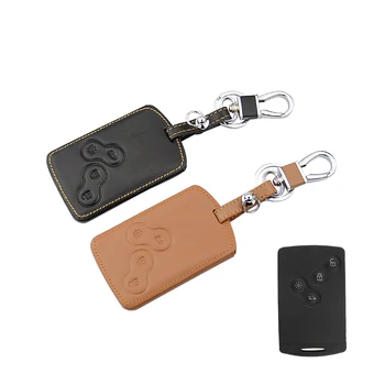 

New Styling Leather Car Key Cover Case 4BTN for Renault Koleos Laguna 2 3 Megane 1 2 3 Sandero Scenic Captur Clio Duster Fluence