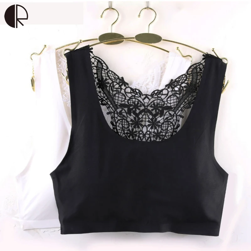 

Women's Seamless Bra Tops Sexy Bandeau Ice Silk Hallow Out Padded Bralette Lace Crop Top Bra Wholesales WI428