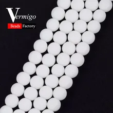 Frete Grátis 4 6 8 10 12 milímetros Dull Polonês Matte White Stone Beads Para Jewerly Fazendo Rodada Solta Pérolas diy Pulseira Colar de 15