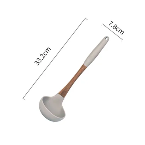 1 шт. деревянный+ силиконовый термостойкий шпатель суповая ложка-Лопатка Тернер ситечко кухонная утварь набор кухонных инструментов - Цвет: Soup Spoon