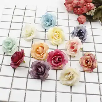 

Wholesale 100pcs artificial flower 3.5cm silk rose head wedding party home decoration DIY wreath scrapbook gift box crafts
