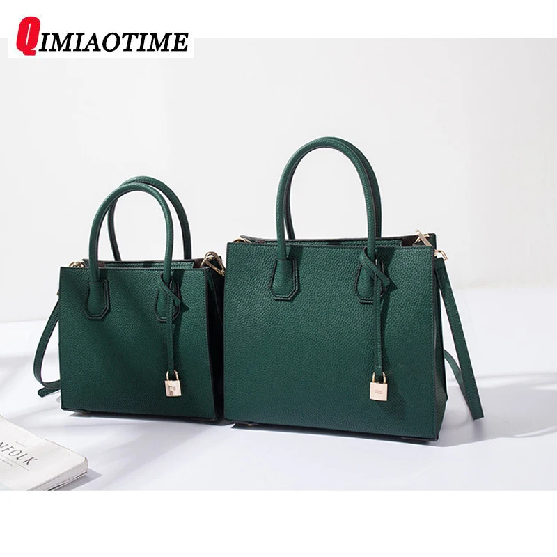 

Tot Bag Simple Female Bag Star with The Paragraph Lock Hand Bag Shoulder Messenger Bag High-grade Litchi PU Leather Handbag