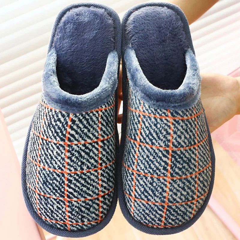 

Men's slippers 2018 brand home slippers for men plus size 11.5-15 non-slip plush slippers men winter warm soft male shoes