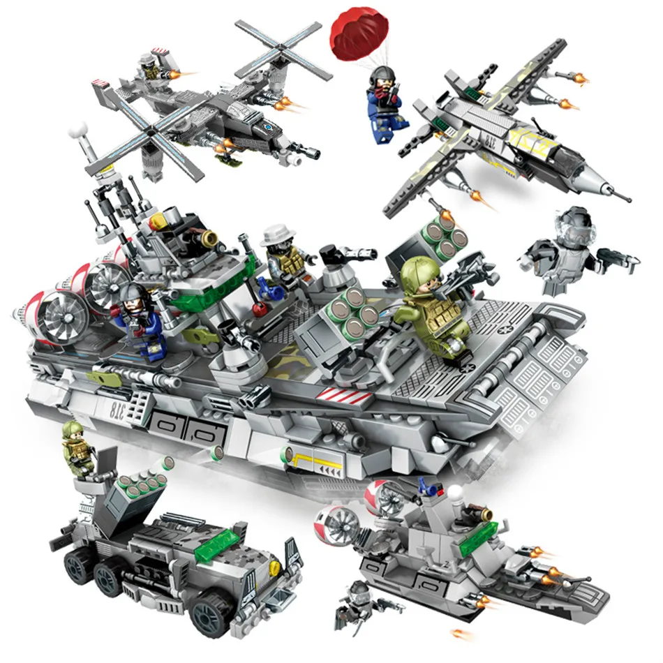 701Pcs Military Set Cars Planes Helicopter Warship Building Blocks Compatible Legoings Ww2 Army Soldier Weapon Toys for Children 701Pcs Military Set Cars Planes Helicopter Warship Building Blocks Compatible Legoings Ww2 Army Soldier Weapon Toys for Children