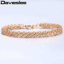 Davieslee 585, браслеты из розового золота для женщин и мужчин, браслет-цепочка с вихревыми звеньями,, мужские и женские ювелирные изделия, подарки, Прямая поставка, 6 мм, LCB09