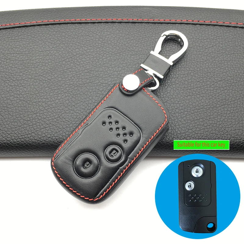 

99% Praise 100% Leather Keychain Car Key Cover Case For Honda Accord CIVIC CRV Fit 2006-2015 2 Buttons Smart Remote