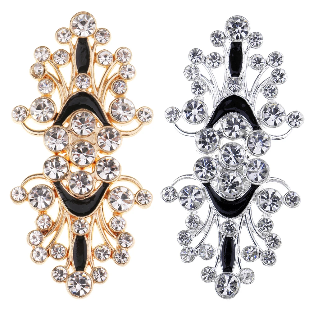 2 Pairs Wedding Bridal Rhinestone Crystal Closure Clasp Hook and Eye Buttons 63x31mm