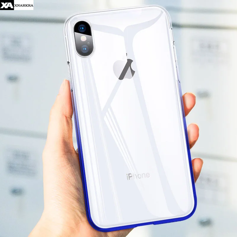 

Luxury Gradient Clear Glss Case For iPhone XS MAX XR X 10 Ultra thin Transparent Phone Cases Cover For iPhone 7 8 6 6S Plus