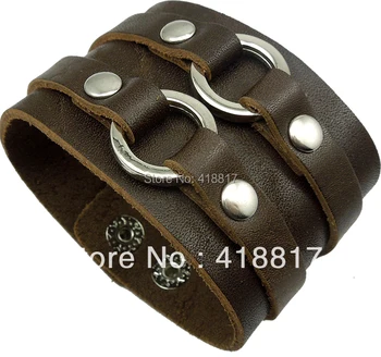 

latest fashion leather cuff,men's leather bracelet,real leather quality bangle 2015 new fashion bracelet free shipping