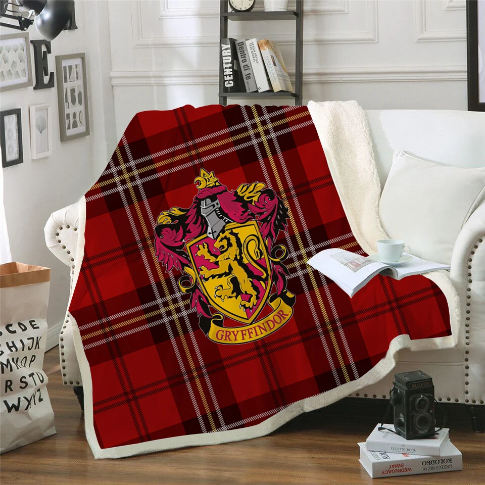 

Gryffindor 3D Print Velvet Plush Throw Fleece Blanket Bedspread Sherpa Blanket Couch Quilt Cover Travel Girl Bedding Outlet New