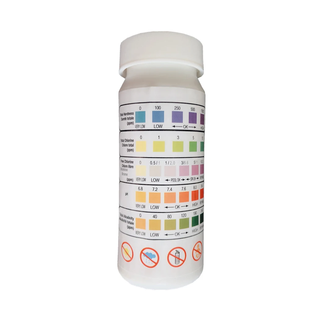 

50Pcs 3 In 1 PH Alkalinity Spa Cyanuric Test Strip Easy Use Detection Water Hardness Swimming Pool Multi-use Paper Chlorine