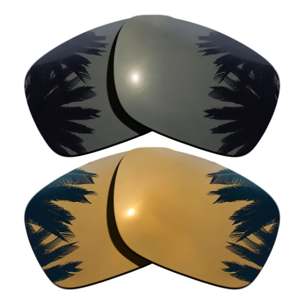 (Black+Bronze Gold Mirrored Coating) 2 Pairs Polarized Replacement
