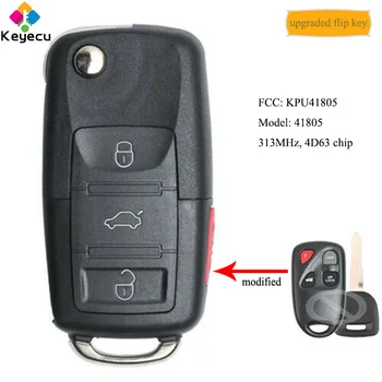 

KEYECU Upgraded Flip Remote Control Car Key With 3 1/ 4 Buttons 313MHz 4D63 Chip - FOB for Mazda 6 2003 2004 2005 FCC: KPU41805