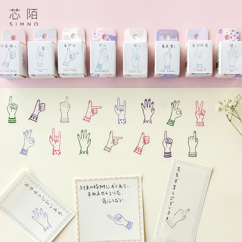 

Fingertip Index Wooden Seal Gesture DIY Retro Bullet Journal Tool Deco Planner Scrapbook Students Stationery