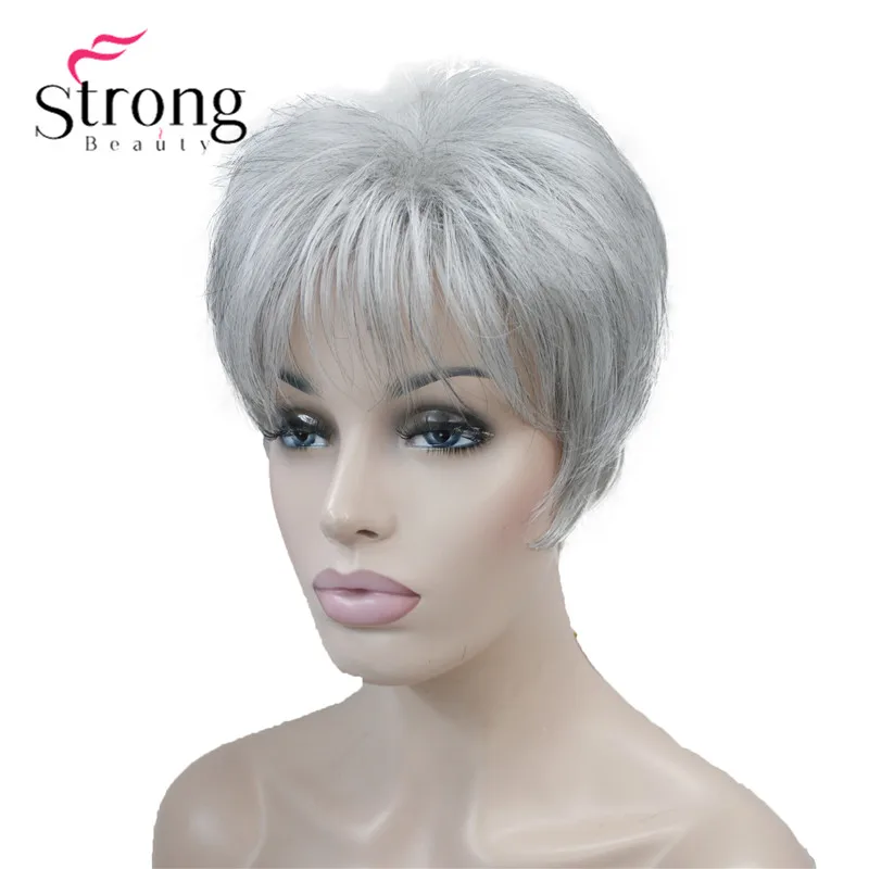 StrongBeauty короткий слоистый блонд лохматый Классический колпачок полный синтетический парик выбор цвета