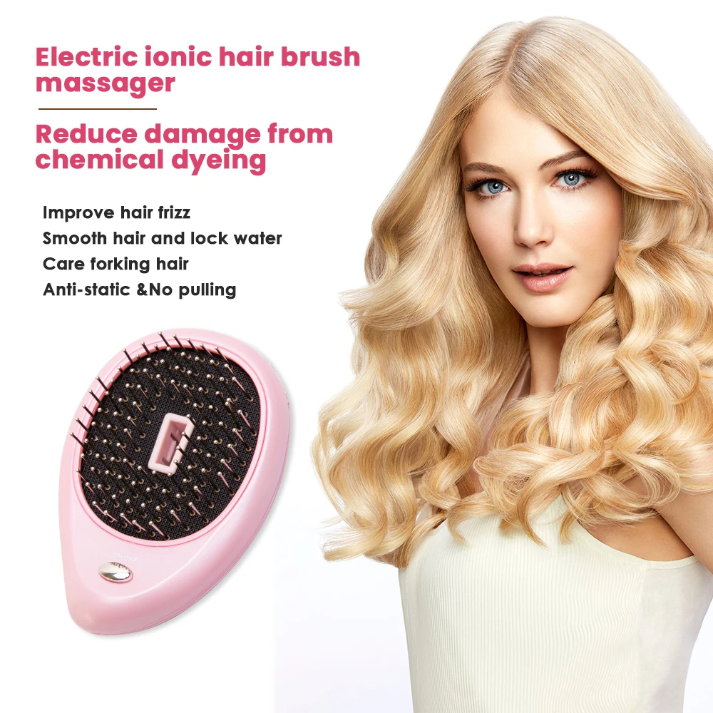 Portable Electric Hair Ionic Brush Hair Straightener Brush Negative ion