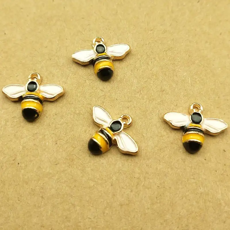 

10pcs 12x15mm tiny bee charm for jewelry making and crafting fashion earring charm zinc alloy enamel bee